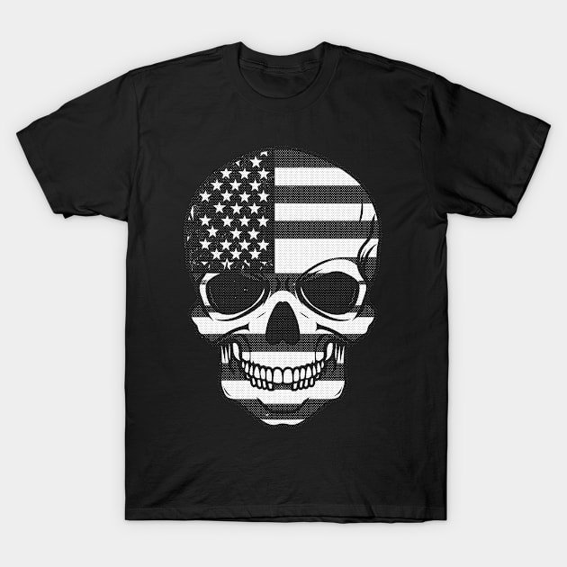 Skull America Glitch T-Shirt by Outrageous Flavors